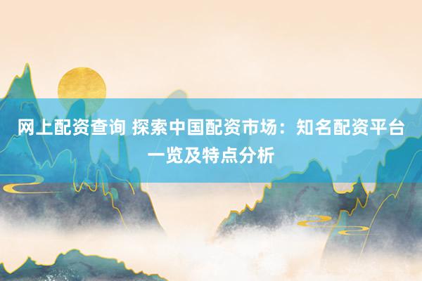 网上配资查询 探索中国配资市场：知名配资平台一览及特点分析