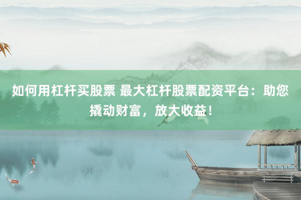 如何用杠杆买股票 最大杠杆股票配资平台：助您撬动财富，放大收益！
